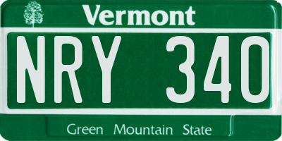 VT license plate NRY340