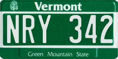 VT license plate NRY342