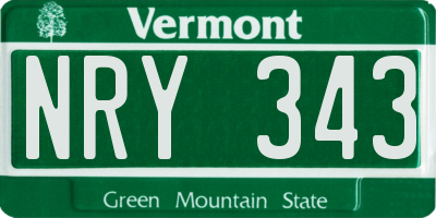 VT license plate NRY343