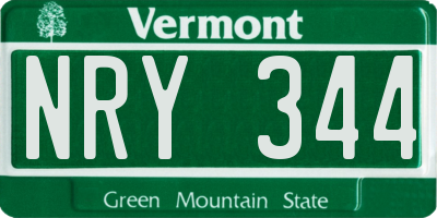 VT license plate NRY344