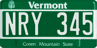 VT license plate NRY345