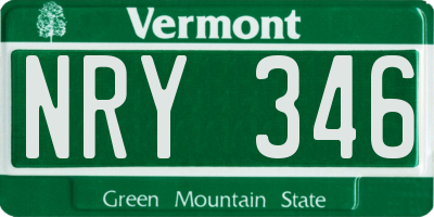 VT license plate NRY346
