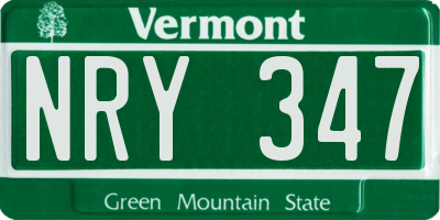 VT license plate NRY347