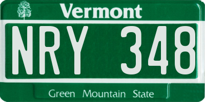 VT license plate NRY348