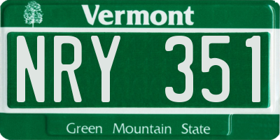 VT license plate NRY351