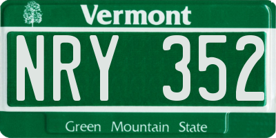 VT license plate NRY352
