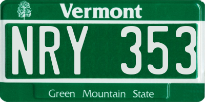 VT license plate NRY353