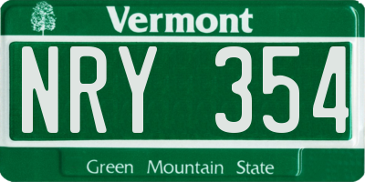 VT license plate NRY354