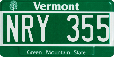 VT license plate NRY355