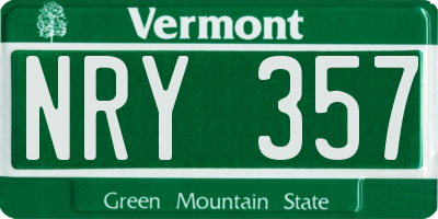 VT license plate NRY357