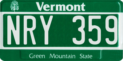 VT license plate NRY359