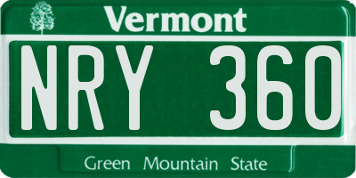 VT license plate NRY360