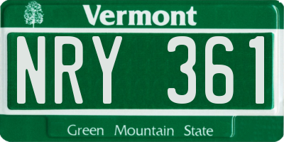 VT license plate NRY361