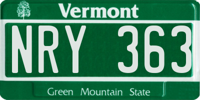 VT license plate NRY363