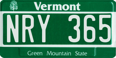 VT license plate NRY365