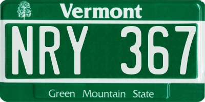 VT license plate NRY367