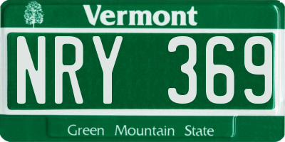 VT license plate NRY369