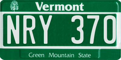VT license plate NRY370