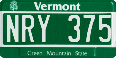VT license plate NRY375