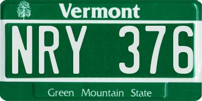 VT license plate NRY376