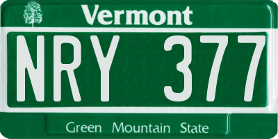 VT license plate NRY377