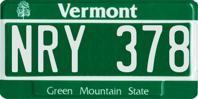VT license plate NRY378