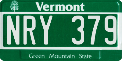 VT license plate NRY379