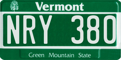 VT license plate NRY380