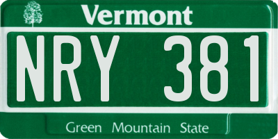 VT license plate NRY381