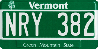 VT license plate NRY382