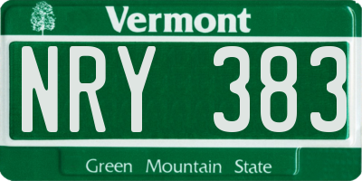 VT license plate NRY383