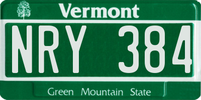 VT license plate NRY384