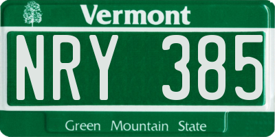 VT license plate NRY385