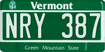 VT license plate NRY387