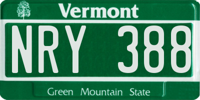 VT license plate NRY388