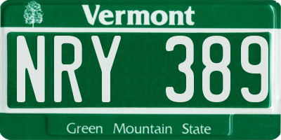 VT license plate NRY389