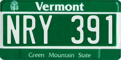 VT license plate NRY391