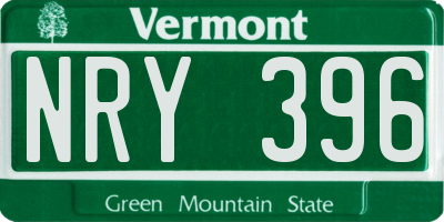 VT license plate NRY396