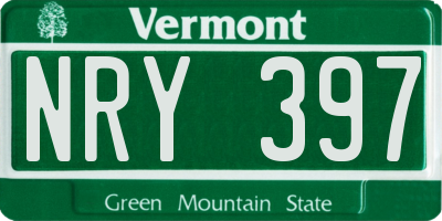 VT license plate NRY397