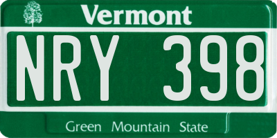 VT license plate NRY398