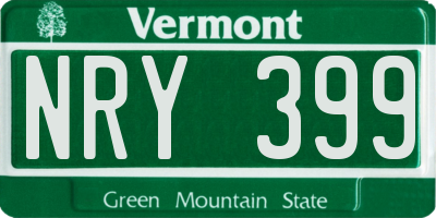 VT license plate NRY399