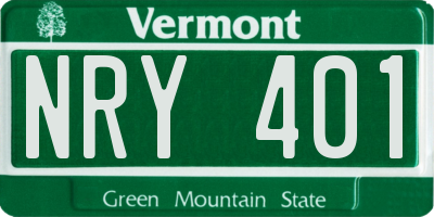 VT license plate NRY401