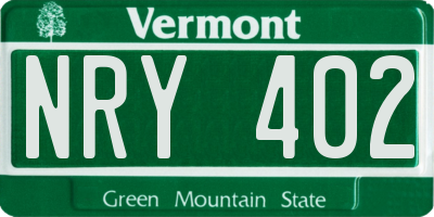 VT license plate NRY402