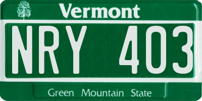 VT license plate NRY403