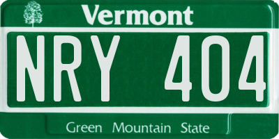 VT license plate NRY404