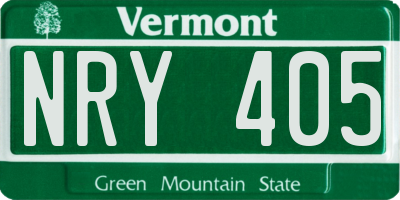 VT license plate NRY405