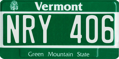 VT license plate NRY406