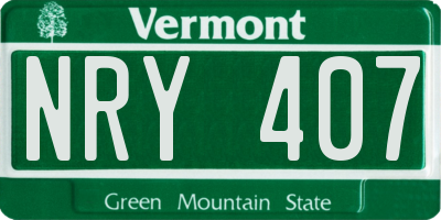 VT license plate NRY407
