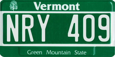 VT license plate NRY409