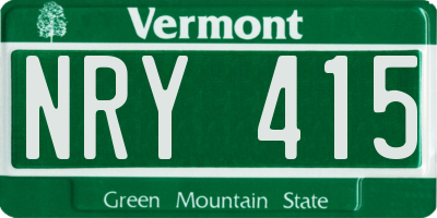 VT license plate NRY415